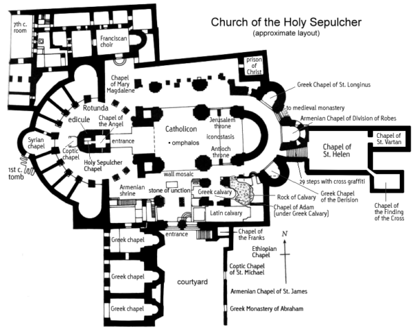 Top Down Orthogonal Plan of the Church of the Holy Sepulcher